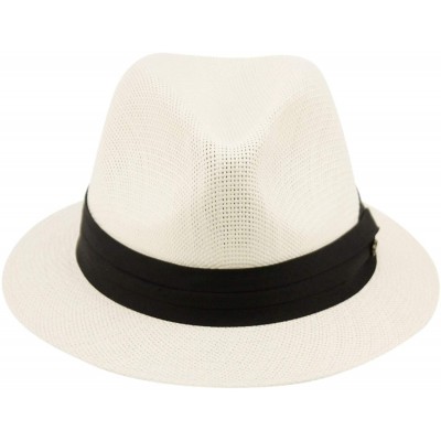 Fedoras Mens Summer Fedora Cuban Style Short Brim Hat - F2688white - CD18QIMDZR3 $23.19