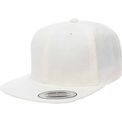 Baseball Caps Yupoong Premium Classic Snapback Hat - Flat Brim- Adjustable Ballcap w/Hat Liner - Natural - CW18GYYUQ6U $16.34