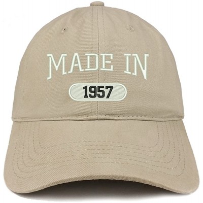 Baseball Caps Made in 1957 Embroidered 63rd Birthday Brushed Cotton Cap - Khaki - CH18C9I98A8 $18.42