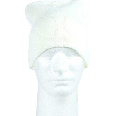 Skullies & Beanies Unisex 8" Beanie 100% Acrylic - Multiple Colors - White - CT188KM72U3 $9.13