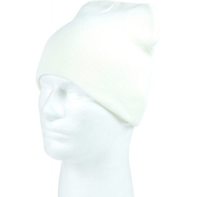 Skullies & Beanies Unisex 8" Beanie 100% Acrylic - Multiple Colors - White - CT188KM72U3 $9.13