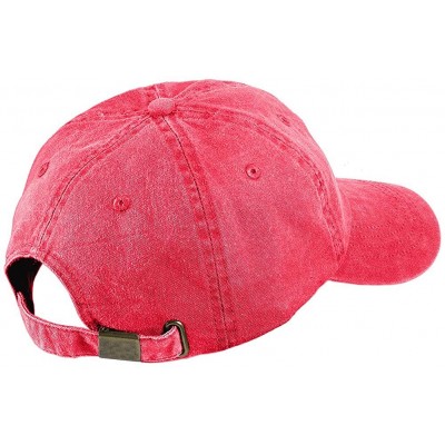 Baseball Caps Letter K Script Monogram Font Embroidered Washed Cotton Cap - Red - CY12GZC1UMF $19.20