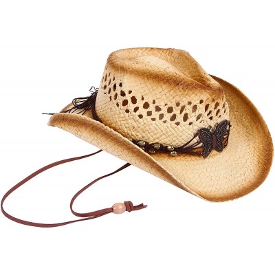 Sun Hats Cowboy Cowgirl Straw Hat Wide Brim Beach Sun Hats for Kids Childs - Butterfly - CX180O8SAWS $19.21