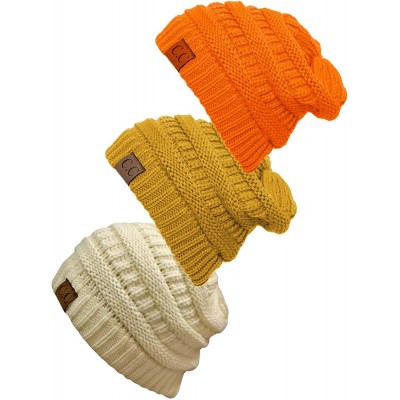 Skullies & Beanies Women's 3-Pack Knit Beanie Cap Hat - CC18LQT7I9W $44.33