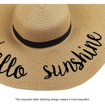 Sun Hats Womens Big Bowknot Straw Hat Floppy Foldable Roll up Beach Cap Sun Hat UPF 50+ - Ae Hello Sunshine A - Khaki - CB18T...