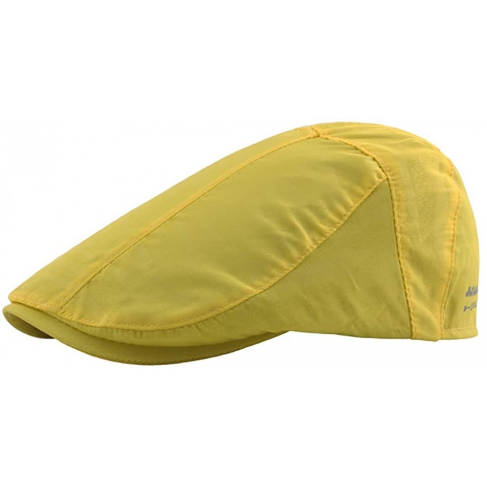 Newsboy Caps Summer Newsboy Flat Cap Quick-Dry Beret Gatsby Ivy Hat Adjustable Men - Yellow - CK18QWCNY24 $12.61