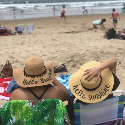 Sun Hats Womens Big Bowknot Straw Hat Floppy Foldable Roll up Beach Cap Sun Hat UPF 50+ - Ae Hello Sunshine A - Khaki - CB18T...