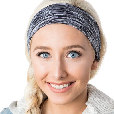 Headbands Adjustable & Stretchy Space Dye Xflex Wide Headbands for Women Girls & Teens - Grey & Teal Space Dye 2pk - CT1820G6...