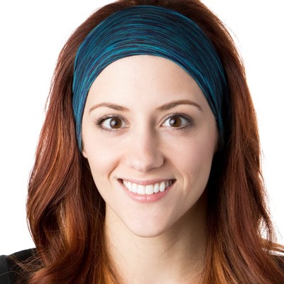 Headbands Adjustable & Stretchy Space Dye Xflex Wide Headbands for Women Girls & Teens - Grey & Teal Space Dye 2pk - CT1820G6...