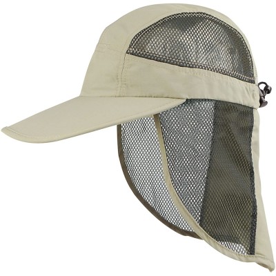 Baseball Caps Outdoor UV Cap with Mesh Flap and Sides - Khaki - CI11LV4H4VJ $15.76