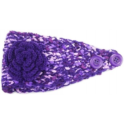 Cold Weather Headbands Elegant Camellia Flower Cable Knit Winter Turban Ear Warmer Headband - Purple - CW189R5AZK0 $16.33