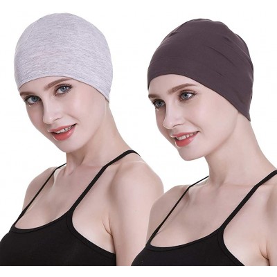 Skullies & Beanies Bamboo Sleep Cap for Hair Loss Home Head Cover for Chemo Women Bike Hard Hat Helmet Liner Cotton Beanie - ...