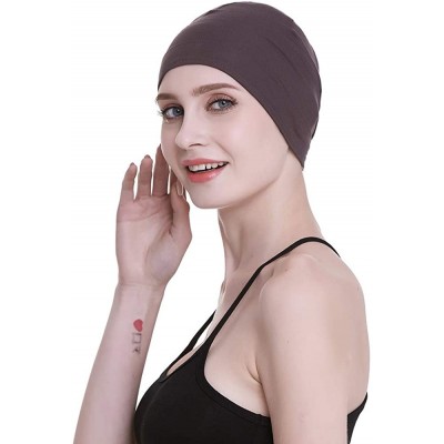 Skullies & Beanies Bamboo Sleep Cap for Hair Loss Home Head Cover for Chemo Women Bike Hard Hat Helmet Liner Cotton Beanie - ...