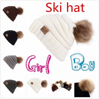 Skullies & Beanies Women Knit Wool Beanie with Cotton Poms Unisex Ski Cap Outdoor Thick Knit Hat Caps Skull for Teen Girls Ju...