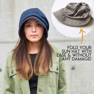 Sun Hats Casualbox - Womens Sun Hat Organic Cotton Reversible Japanese Design - Brown & Khaki - CJ11OIINW75 $18.44