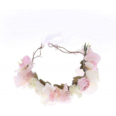 Headbands Handmade Rose Flower Wreath Crown Halo for Wedding Festivals - Pink - CI17YUTZIRR $10.99