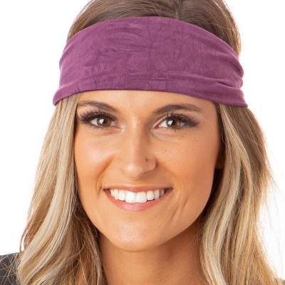 Headbands Adjustable & Stretchy Crushed Xflex Wide Headbands for Women Girls & Teens - Crushed Plum & Black 2pk - CP1950U5X6W...