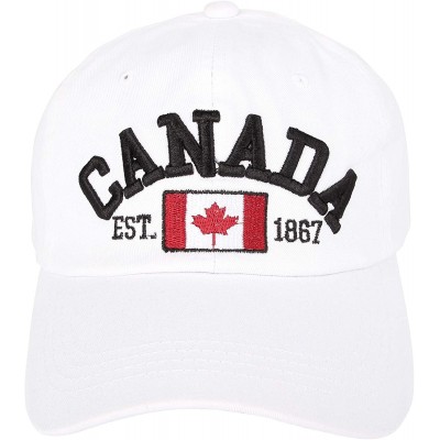 Baseball Caps Cotton Baseball Cap Canada Maple Flag Embroidery LX1382 - White - CH12J91SSZL $10.72