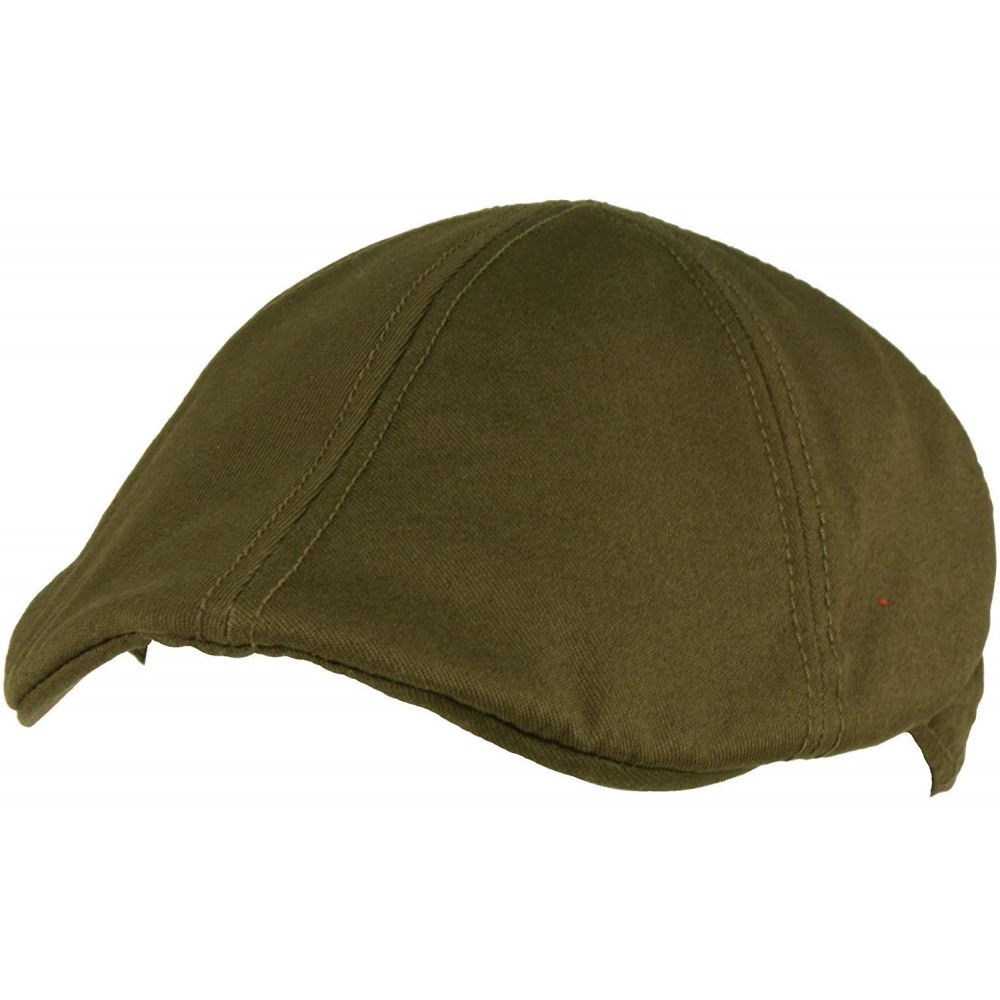 Newsboy Caps Men's 100% Cotton Duck Bill Flat Golf Ivy Driver Visor Sun Cap Hat - Olive - CE11KZ6SPOJ $11.73