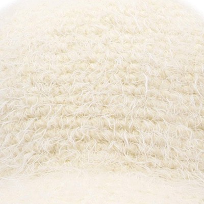 Skullies & Beanies Women's Strapback Baseball Cap- Handmade Mohair Knitted Winter Beanie Hats for Girls - Beige - CO18KHY7N25...