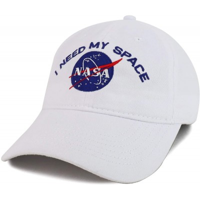 Baseball Caps NASA I Need My Space Embroidered 100% Brushed Cotton Soft Low Profile Cap - White - CP12L01O4A5 $14.50