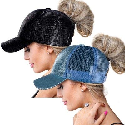 Sun Hats Ponytail Baseball Glitter Ponycaps Adjustable - CU18R3OCH5C $18.22