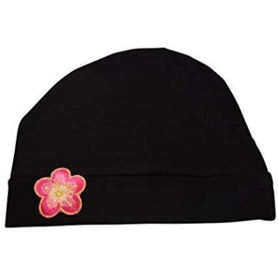 Skullies & Beanies Chemo Beanie Sleep Cap with Pink and Gold Flower - Black - C21825QSG9M $15.25