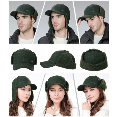 Baseball Caps Unisex Winter Fitted Baseball Cap Faux Fur Earflaps Trapper Elmer Fudd Hat 56-62cm - 99726-army Green - CN18A60...