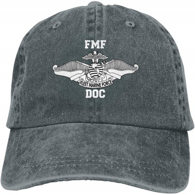 Cowboy Hats Fleet Marine Force FMF DOC Unisex Adult Denim Hats Cowboy Hat Dad Hat Driver Cap - Deep Heather - CQ197QL26KK $17.60