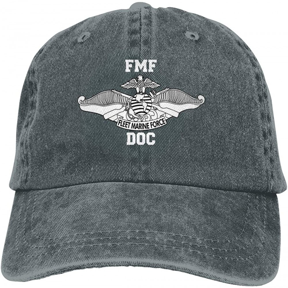 Cowboy Hats Fleet Marine Force FMF DOC Unisex Adult Denim Hats Cowboy Hat Dad Hat Driver Cap - Deep Heather - CQ197QL26KK $17.60
