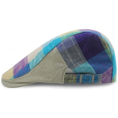 Newsboy Caps Checker Check Plaid Tartan Newsboy Beret Cap Hat FFH032 - Ffh273s02 Purple Blue - CZ11YU0CULF $18.14