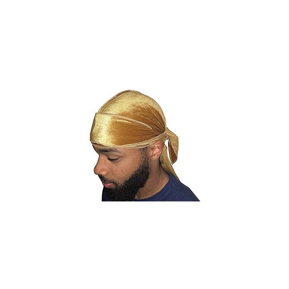 Skullies & Beanies Premium Velvet Durag with Extra Long Straps - Camel - CU18QOACLCU $9.86