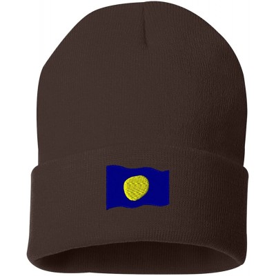 Skullies & Beanies Palau Flag Custom Personalized Embroidery Embroidered Beanie - Brown - C412O6IMPH0 $14.89