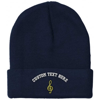 Skullies & Beanies Custom Beanie for Men & Women Treble Clef Embroidery Acrylic Skull Cap Hat - Navy - CQ18ZS39QC9 $15.94