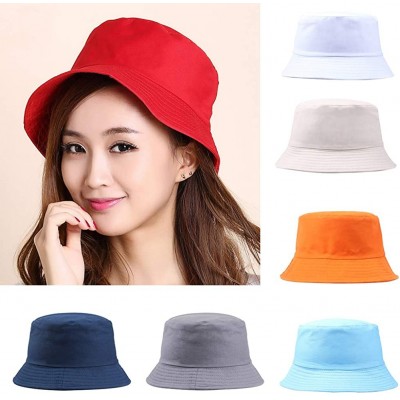 Bucket Hats Solid Color Fisherman Hat-Folding Sun Hat Outdoor Beach Travel Men Women Bucket Cap - Dark Grey - C3194OE9L29 $10.64