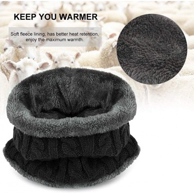 Skullies & Beanies Winter Beanie Hat Scarf Set Wool Warm Knit Hat Thick Skull Cap for Men Women - Black - C01884EGS6I $12.84