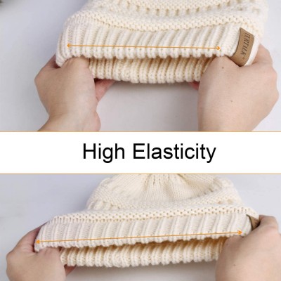 Skullies & Beanies Winter Beanie for Women Fleece Lined Warm Knit Skull Slouch Beanie Hat - 05-beige - C718UR7W4TL $10.16