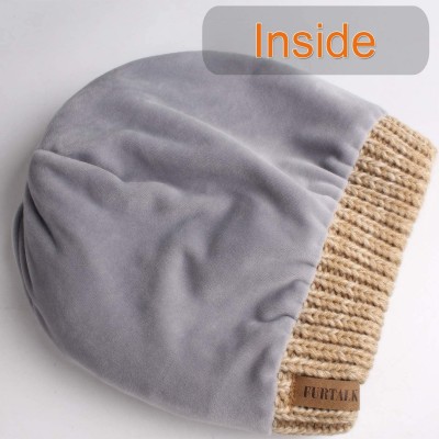 Skullies & Beanies Winter Beanie for Women Fleece Lined Warm Knit Skull Slouch Beanie Hat - 05-beige - C718UR7W4TL $10.16