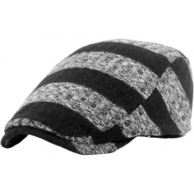 Newsboy Caps Men Women Striped Knit Flat Cap Warm Winter Cotton Newsboy Hat FFH403s01 - Ffh404 Black - C418M9I9GOA $9.62