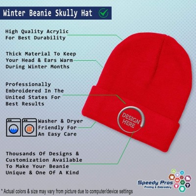 Skullies & Beanies Custom Beanie for Men & Women Motorcycle Embroidery Acrylic Skull Cap Hat - Red - CZ18ZS3LEC4 $20.42