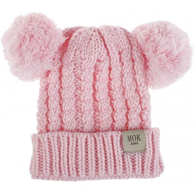 Skullies & Beanies Baby Beanie Hat Pom Pom Ears Knitted Basic Soft Beanie Baby Winter Hats for 2019 Warm Winter - Pink - C518...