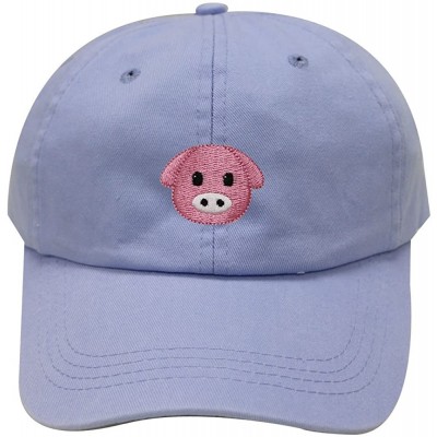 Baseball Caps Pig Emoji Cotton Baseball Dad Cap - Sky - CG17YS52SUN $13.90