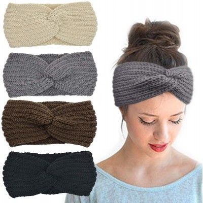 Cold Weather Headbands Crochet Turban Headband for Women Warm Bulky Crocheted Headwrap - CO18LR3MSLN $18.41