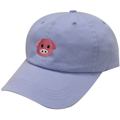 Baseball Caps Pig Emoji Cotton Baseball Dad Cap - Sky - CG17YS52SUN $13.90