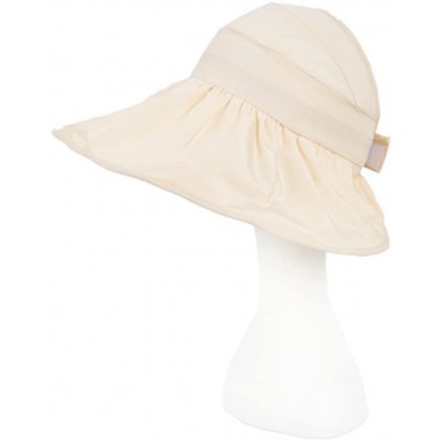 Skullies & Beanies Summer Collapsible Large Wide Brimmed Sun Hat Anti-UV Hat Sun Beach Empty Hat - Beige - CQ18D2I20AH $11.31