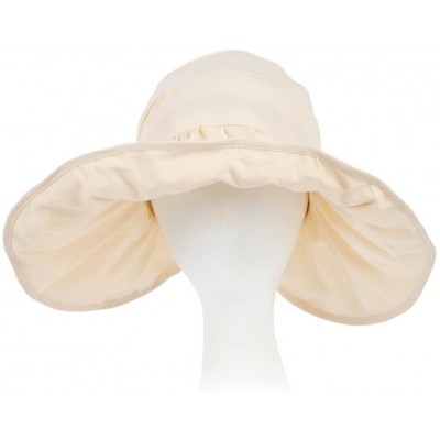 Skullies & Beanies Summer Collapsible Large Wide Brimmed Sun Hat Anti-UV Hat Sun Beach Empty Hat - Beige - CQ18D2I20AH $11.31