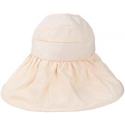 Skullies & Beanies Summer Collapsible Large Wide Brimmed Sun Hat Anti-UV Hat Sun Beach Empty Hat - Beige - CQ18D2I20AH $11.31