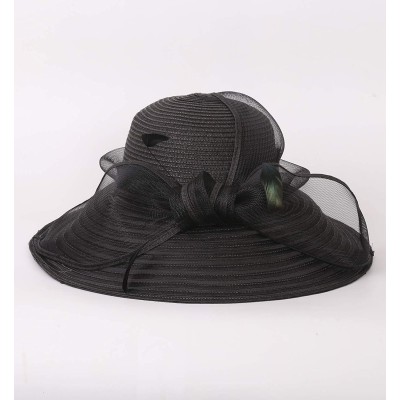 Sun Hats Women Kentucky Derby Church Dress Cloche Hat Bowknot Wedding Bucket Bowler Sun Hat - 004a Black - CI18S0860MK $20.71