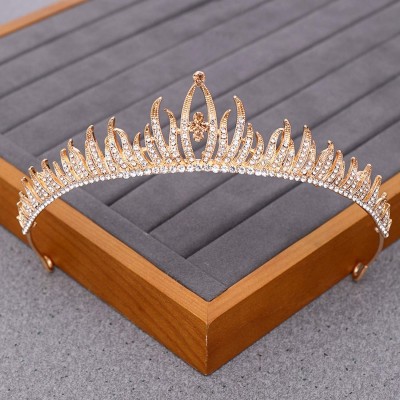Headbands Luxurious Bridal Crowns And Tiaras Gold Tiara Crystal Rhinestone Wedding Crown-Light Gold14 - Light Gold14 - CZ1920...
