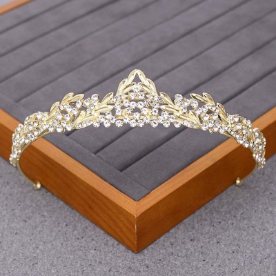 Headbands Luxurious Bridal Crowns And Tiaras Gold Tiara Crystal Rhinestone Wedding Crown-Light Gold14 - Light Gold14 - CZ1920...